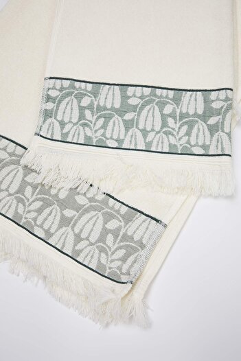 TRENDYOLMİLLA HOME Set of 2 Jacquard and Tassel Detailed Boho Face 50X70Cm & Bath 70X140Cm Towels Tphaw26Hvl00001