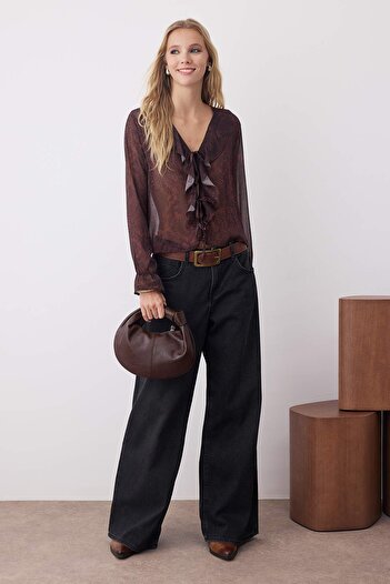 Trendyol Collection Brown Woven Blouse Twoaw26Bz00094