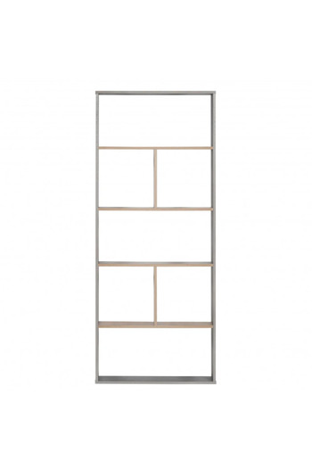 BAITY 5-Story Open Shelving Unit For Books, Antiques And Small Plants Gray With Wood