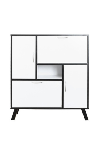 BAITY Malaysian Wood 4 Door Shoe Organizer Cabinet With Storage Drawers - White
