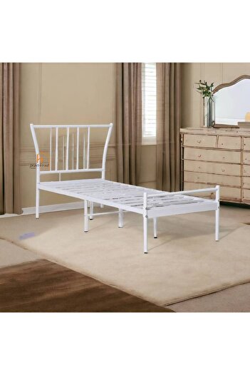 Al Saada Home Iron Bed Frame - White - 190 x 90 cm