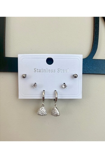 DEFORA Set of 6 Zircon Stone Heart Earrings