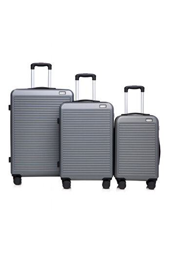Space Luggage Set of 3 Hardside with Spinner Wheels & Lightweight ABS Luggage for Travel, 28/24/20, Grey