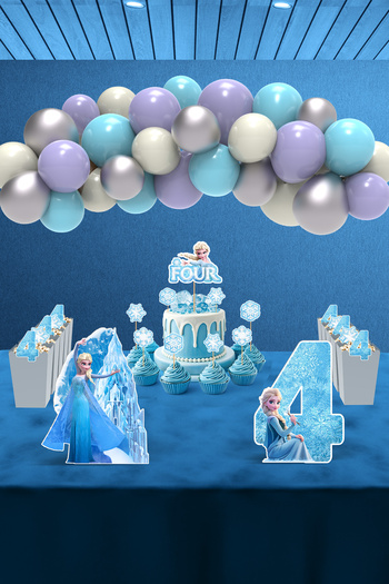 Hey Parti Frozen Elsa Birthday Party Set (3 Years Old, 4 Years Old, 5 Years Old Birthday Concept) - Midi