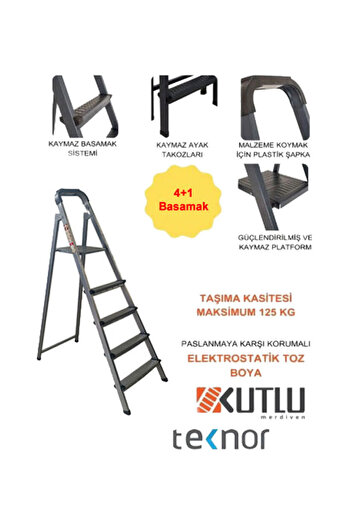 Teknor Kutlu Dayanıklı 4+1 Metal Basamaklı Merdiven