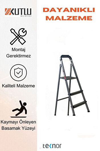 Teknor Kutlu Dayanıklı 2+1 Metal Basamaklı Merdiven
