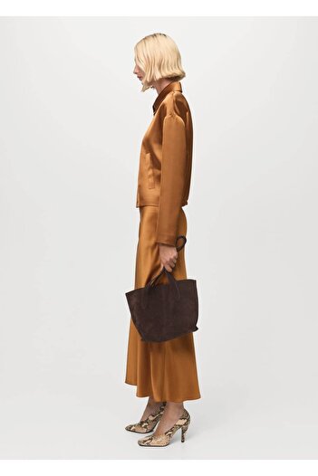 MANGO Woman Saten midi etek