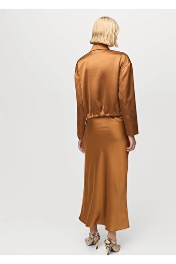 MANGO Woman Saten midi etek