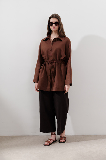 Manuka Linen Waist Tie Tunic Copper