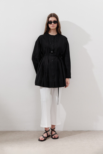 Manuka Ribbed Wide Sleeve Tunic Black