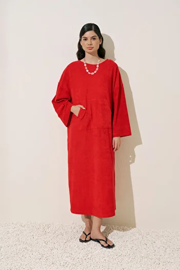 Manuka Towel Fabric Casual Dress Red