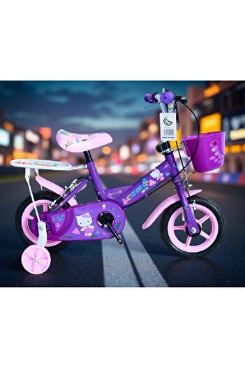 rexa Kitty Cat Themed 10-Inch Kids Bicycle with Training Wheels – Purple Princess Design