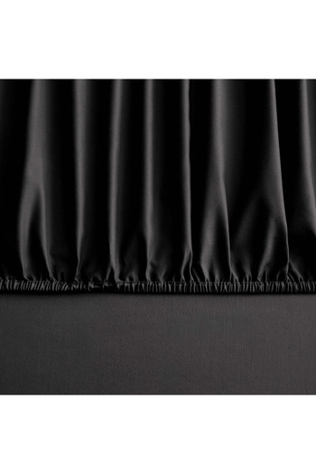 Linens Mix&Match Cotton Satin Double Fitted Sheet Black