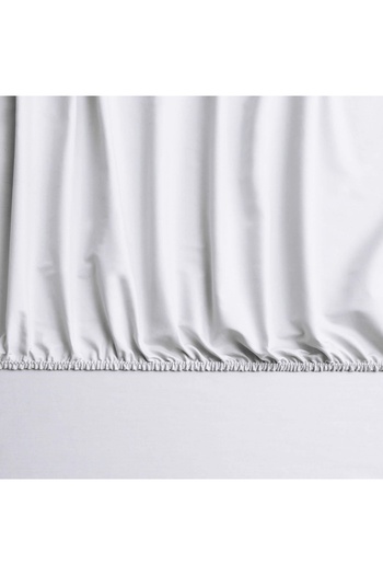 Linens Mix&Match Cotton Satin Queen Size Fitted Sheet Ecru