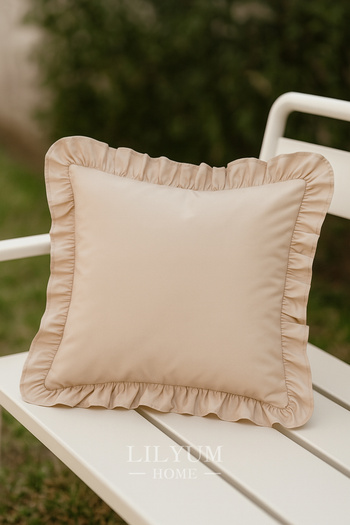 LILYUM 100% Cotton Ruffle Decorative Throw Pillow Case – 43X43 cm (1Pc)