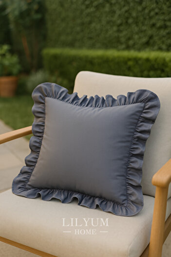 LILYUM 100% Cotton Ruffle Decorative Throw Pillow Case – 43X43 cm (1Pc)