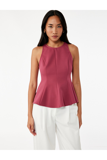 Koton Slim Fit Sleeveless Crew Neck Peplum Blouse