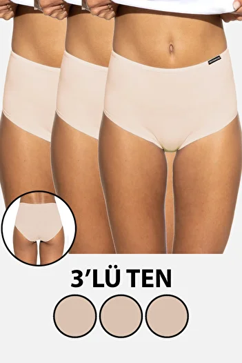 BRAINWEAR Women's 3 Pack Lycra Cotton High Waist Bato Panties