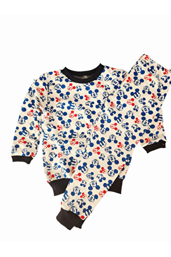 atelyu set de pijamale din bumbac mickey unisex pentru copii