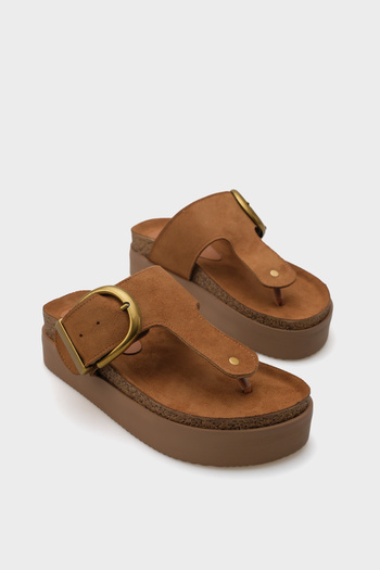 Capone Outfitters Γυναικείες άνετες παντόφλες Margot Wedge με μονή αγκράφα
