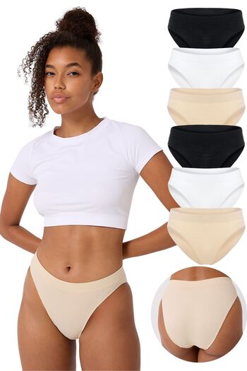 FOREVER MORE 6 Pack Seamless Basic Women's Slip Panties