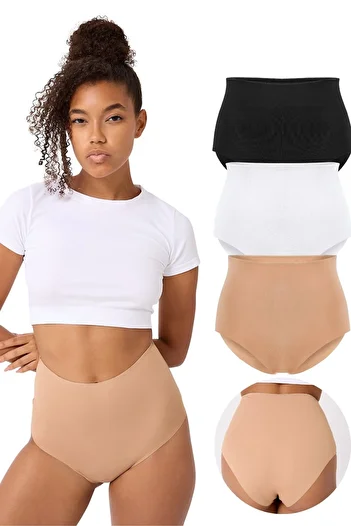 FOREVER MORE 3-Piece Laser Cut High Waist Bato Slip Panties Ghost Panties