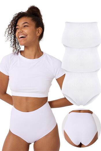 FOREVER MORE 3-Piece Laser Cut High Waist Bato Slip Panties Ghost Panties