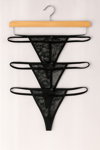 Emsay Store Seria romantică 3 bucăți fantezie sexy dantelă mărime mare (disponibil) chiloți tanga pentru femei