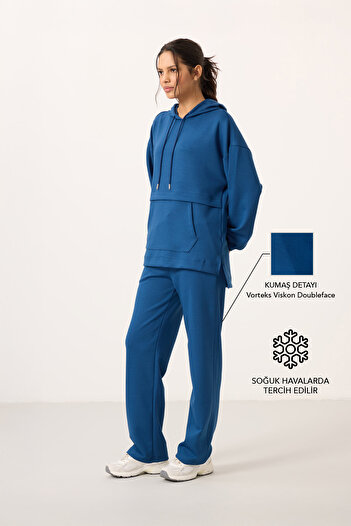 TOMMY LIFE Set de tunică pentru trening pentru femei, cu glugă, cu textura moale, pentru Parlament - 95348