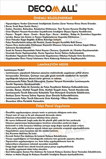 DECOMALL Code 89 Suya Dayanıklı Mutfak Banyo Zemin Mermer Mobilya Fayans Yapışkanlı Folyo Kaplama