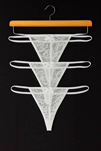 Emsay Store Seria romantică 3 bucăți fantezie sexy dantelă mărime mare (disponibil) chiloți tanga pentru femei