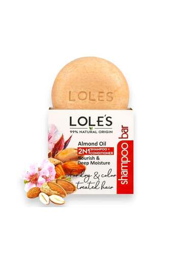 Lole's Shampoo Bar and Conditioner 2in1 with Almond Oil for Nourish & Deep Moisture