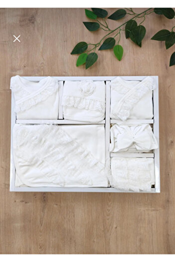 mia mia 10 Piece Stylish Baby Girl French Lace Hospital Outlet White Set
