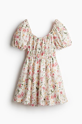 H&M Balon Etekli Pamuklu Elbise