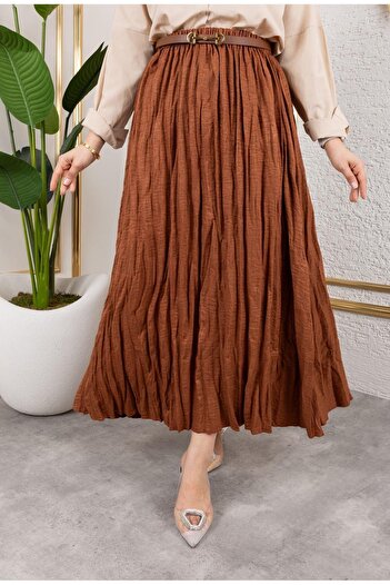 HARMAN BUTİK Wrinkled Linen Skirt