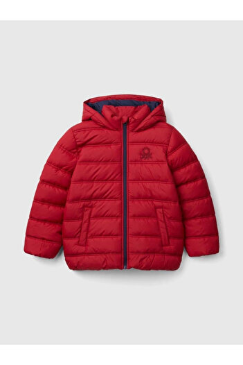 Benetton Boy's Embroidered Pufa Coat, Ages 6-14, Red