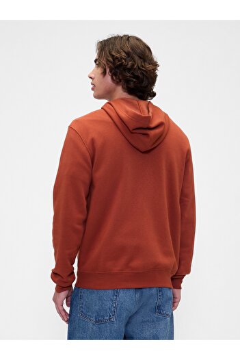 GAP Erkek Kırmızı Relaxed Logo Fermuarlı Sweatshirt