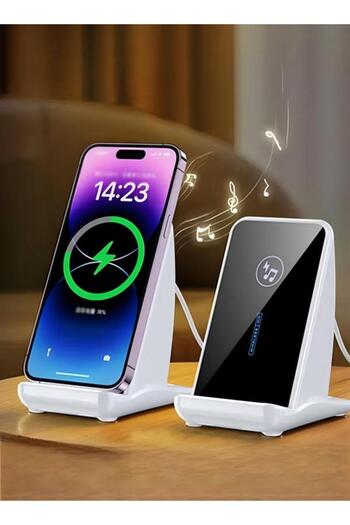 Generic Mobile Phone Holder With Bluetooth Speaker, Wireless Fast Charging Portable Holder