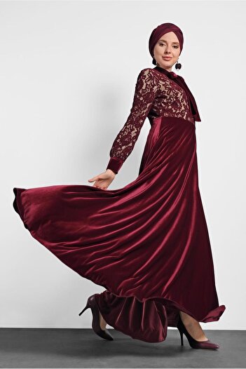 Alvina Shiny Velvet Dress with Lapel Neck 40239