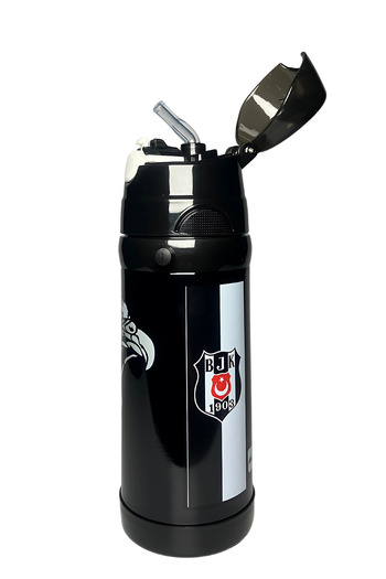 Beşiktaş Bjk Eagle Printed Children's Steel Thermos Flask 425 ml with Neck Strap