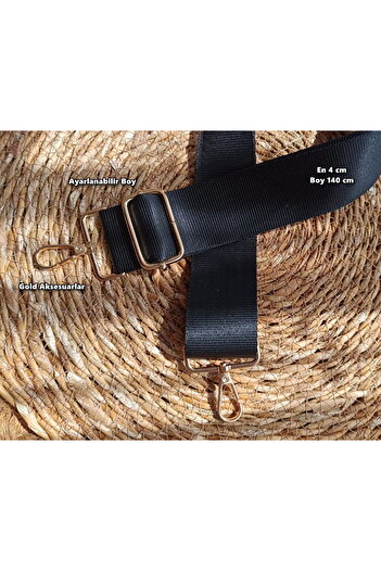 NGA's Black High Quality Adjustable Bag Strap, Crossbody Bag Strap Shoulder Strap with Gold Buckle Detail