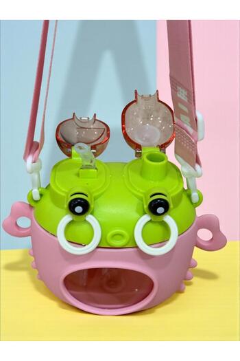 SANALTİCARETİM Pink Color Frog-Shaped Fun Children's Water Bottle – 600 ml