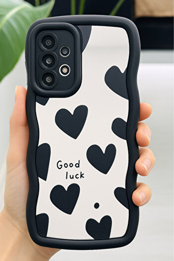 Fibaks Galaxy A32 Compatible Case Mirrored Heart Pattern Soft Edge Silicone Cover with Camera Protection