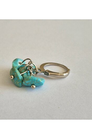 Anka aksesuar Turquoise Stone-Evil Eye-Lucky Stone-Natural Stone Earrings