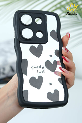 Fibaks Redmi Note 13 Pro 4g Compatible Case Mirrored Heart Patterned Soft Edge Camera Protected Silicone Cover