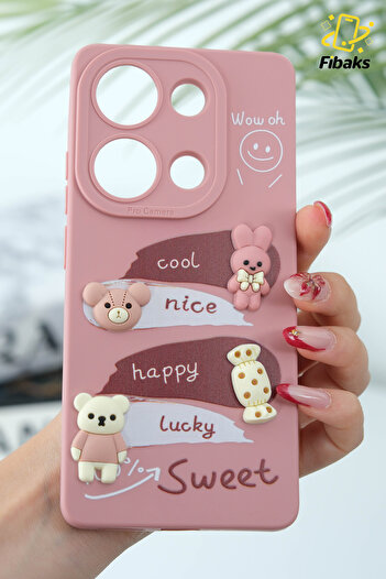 Fibaks Redmi Note 13 Pro 4g |   Pink Soft Silicone Cover with Rabbit Figure and Case Camera Protection