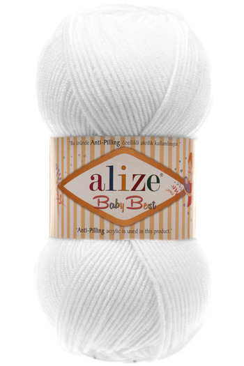 Alize Baby Best 055 White 10% Bamboo - 90% Acrylic (ANTI-PILLING ACRYLIC) / 100 gr - 240 M