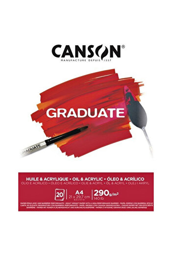 Canson Drawing Block Graduate Oil Paint and Acrylic 20 Syf A4 290 Gr