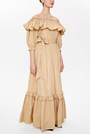 SOCIETA Ruffled Off-Shoulder Long Dress - 93073