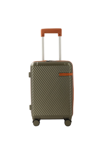 Quasar & Co. Cabin trolley 56x38x23cm, hand luggage, trolley with lock, 4 double wheels, ABS suitcase, Khaki